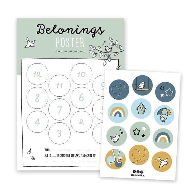 Thuismusje Beloningsposter - Groen - A4 formaat inclusief 12 stickers