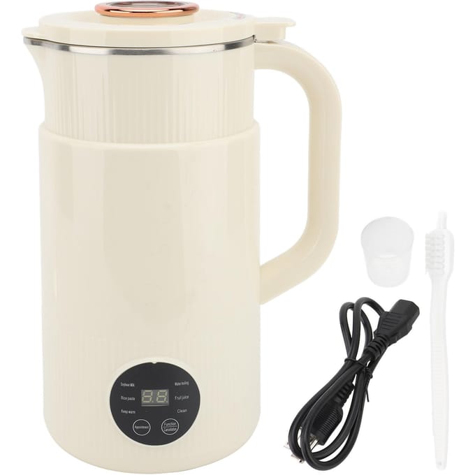 Machine à lait de soja électrique, lames en acier inoxydable en forme de X, faible bruit, écran tactile intelligent, soja L blanc
