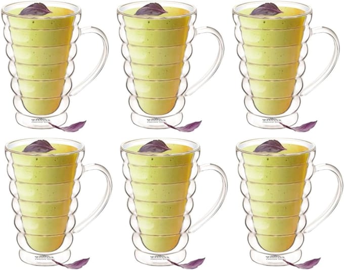 Wilmax England Dubbelwandig Glas Mok 300ml - 6x WL-888424/A6