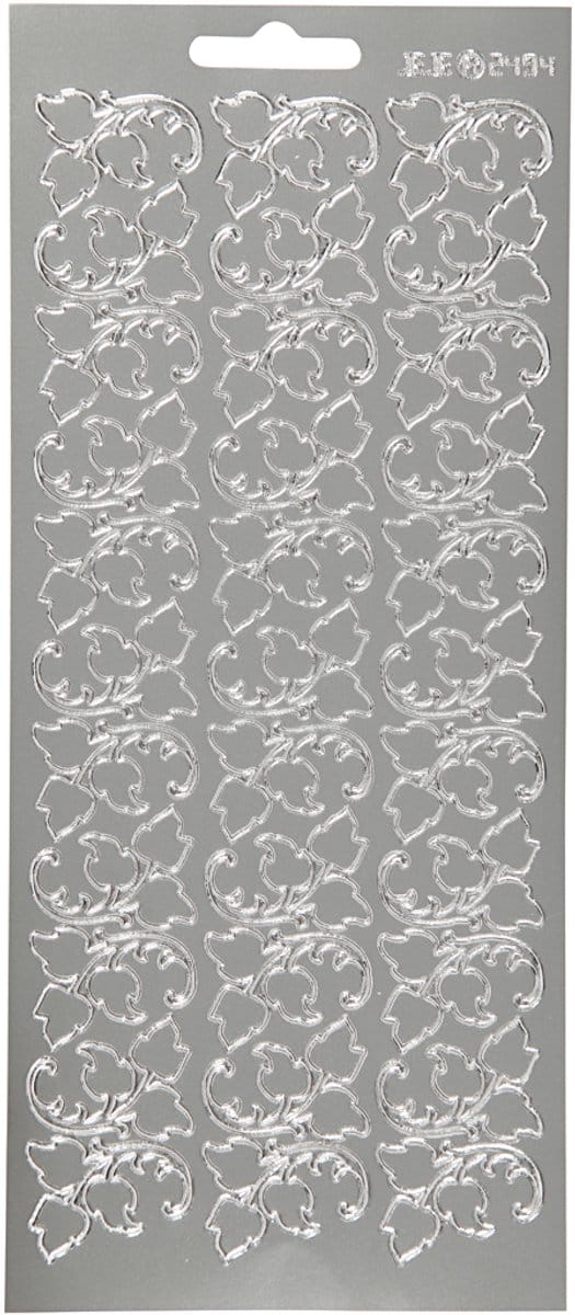 Stickers, bladeren, vel 10x23 cm, zilver, 1 vel