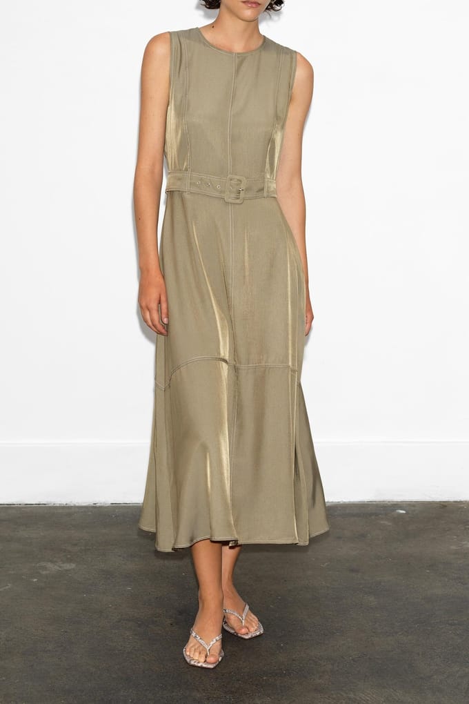 French Connection Celina Cupro Slvlss Cargo Dres Washed Khaki Größe: 10 | Midikleider Outlet | Damen | Braun