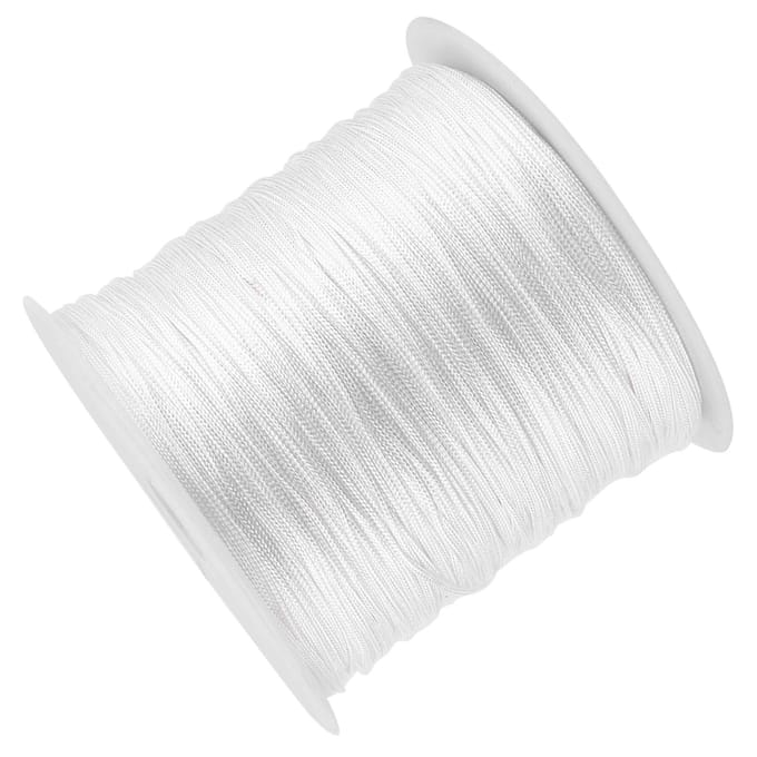100M x 0.8mm Cordon Nylon Noeud Chinois Queue de Rat Macramé Shamballa Fil Corde Blanc white