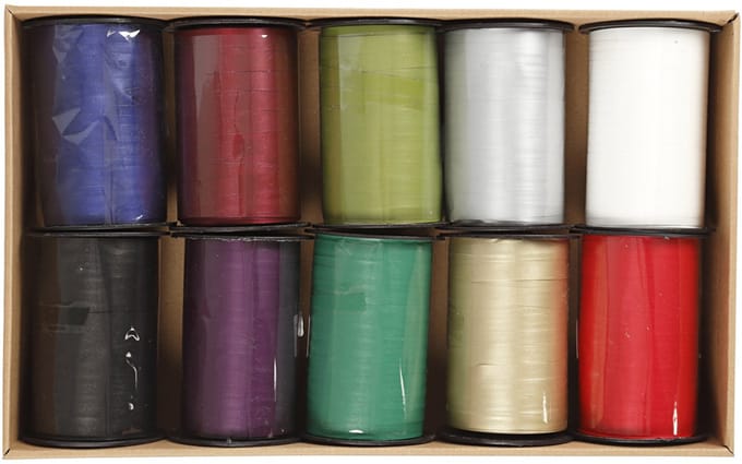 Cadeaulint - Assortiment, b: 10 mm, kleuren assorti, mat, 10x250 m