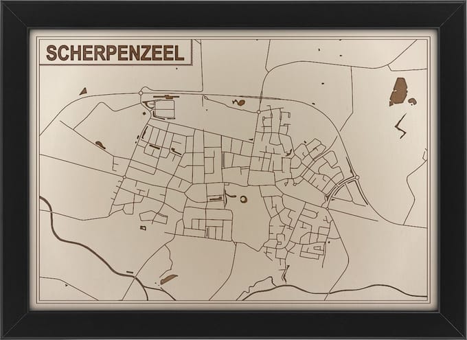Houten stadskaart van Scherpenzeel