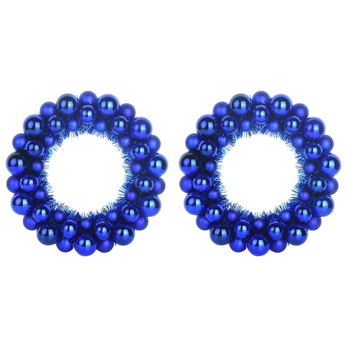 vidaXL - Kerstbal - Kransen - 2 - st - Blauw - 33 - x - 33 - x - 7 - cm - Polystyreen