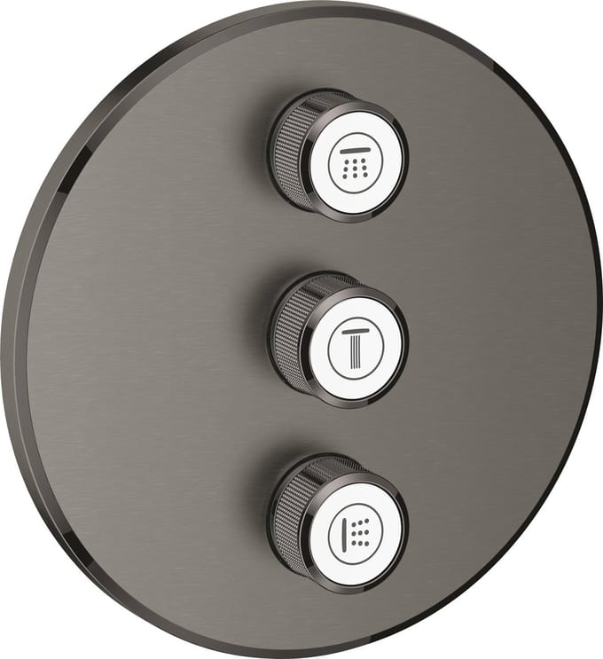 GROHE Grohtherm SmartControl - Drievoudig opbouwdeel - Volume (stopkraan) - Rond - Hard Graphite geborsteld (mat antraciet)