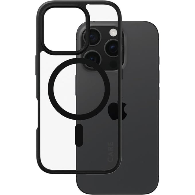 CARE by PanzerGlass Flagship Case - Transparant Urban Combat w. - Zwart Frame & MagSafe iPhone 16 Pro