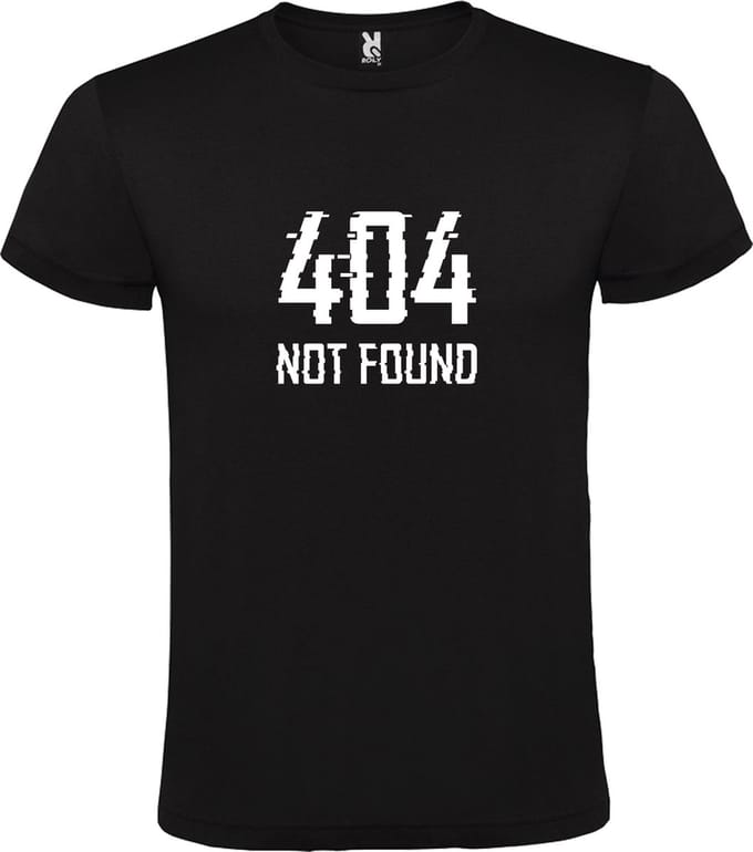 Zwart T-shirt ‘404 Not Found’ Wit Maat M