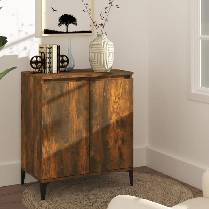 vidaXL - Dressoir - 60x35x70 - cm - bewerkt - hout - gerookt - eikenkleurig