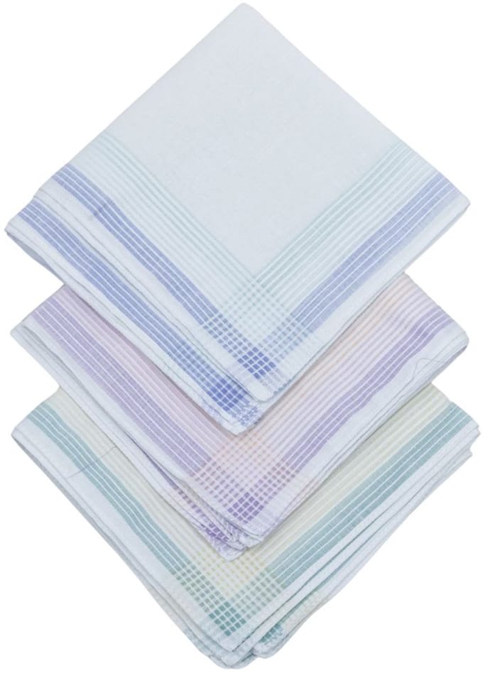 D&L Dames Zakdoeken - Gestreept - 29 x 29cm - 12 Stuks - 100% Katoen Gesatineerd