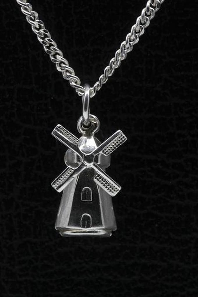 Zilveren Molen grondzeiler ketting hanger