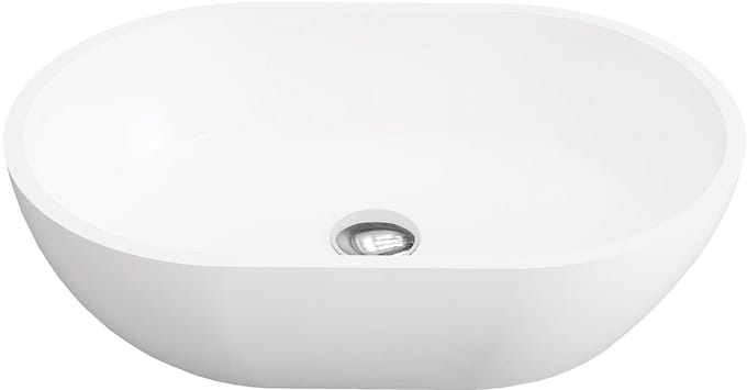 Vente-unique Ovale wastafel van solid surface - Wit - 58 cm - SENGLI