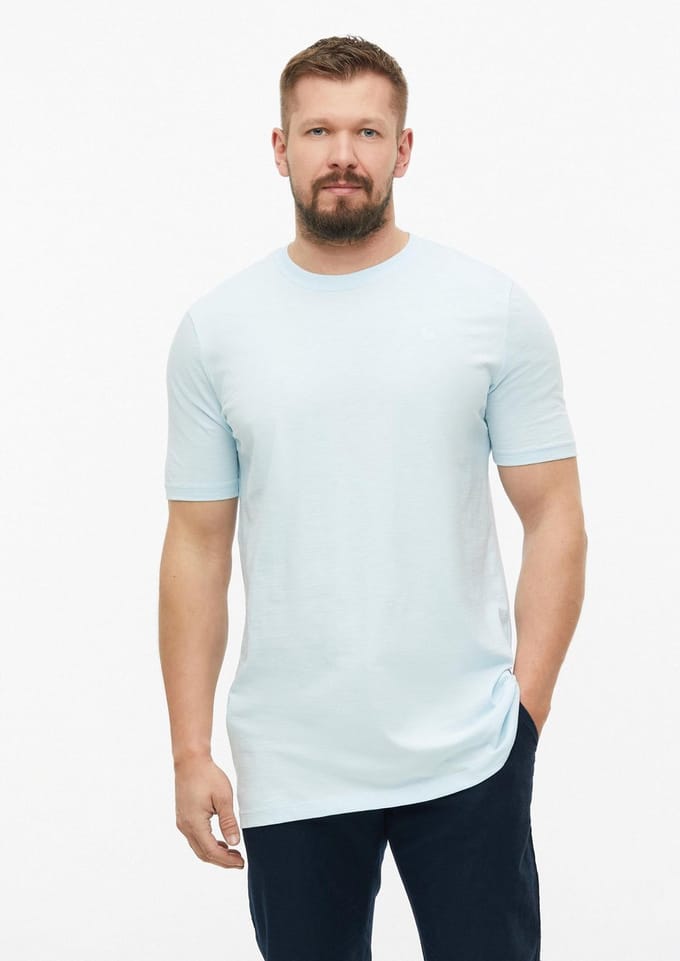Effen T-shirt met gestructureerde flammé draad en logodetail s.Oliver