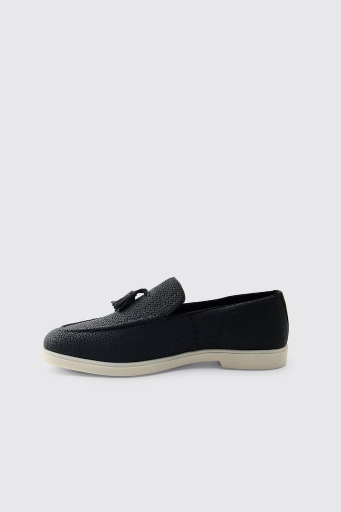 Gestructureerde Loafer Met Kwastjes Van Pu-leer | Black | Size 44