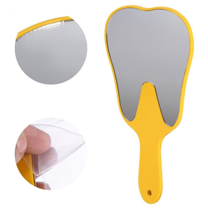 Miroir à main dentaire aléatoire en forme de molaire avec manche pour salon dentaire gray