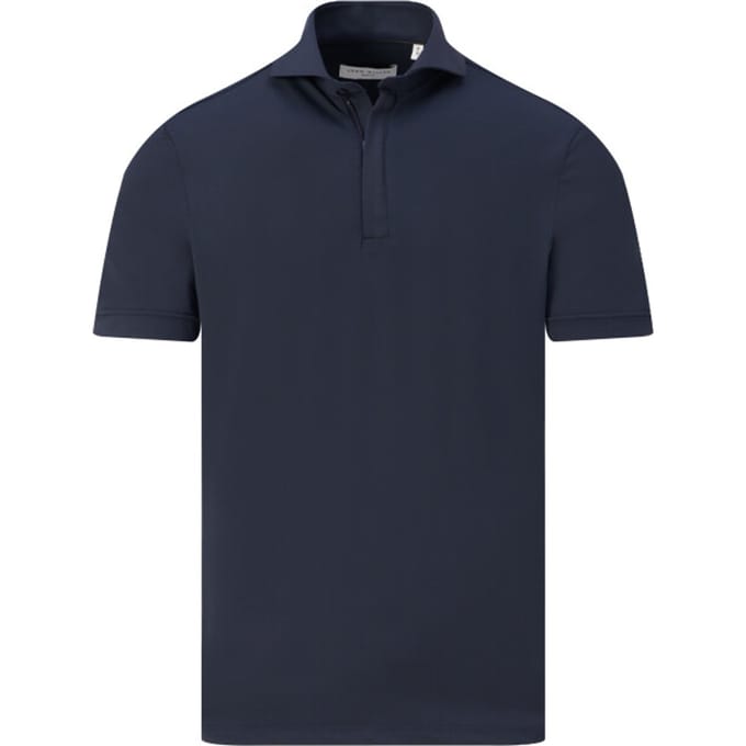 John Miller Polo Slim Plain Hyperstretch Short Sleeve Zip Collar Donker Blauw / male