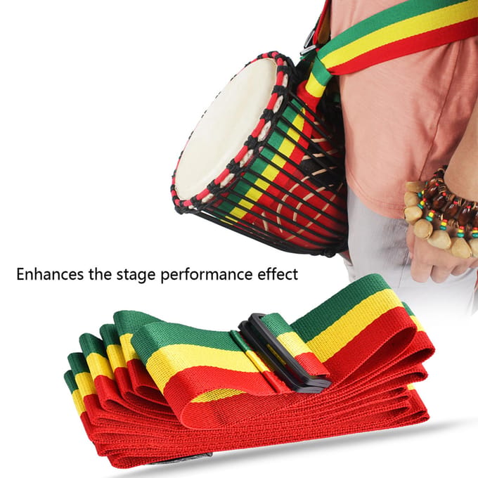 Driekleurige Draagbare Afrikaanse Handtrommel Riem Djembe Schouderband voor Podiumoptreden yellow