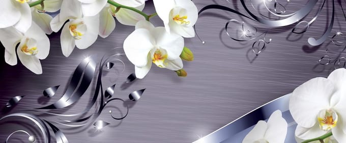 Pattern Flowers Orchids Photo Wallcovering