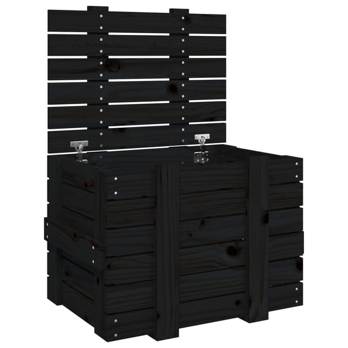 vidaXL - Opbergbox - 58x40,5x42 - cm - massief - grenenhout - zwart