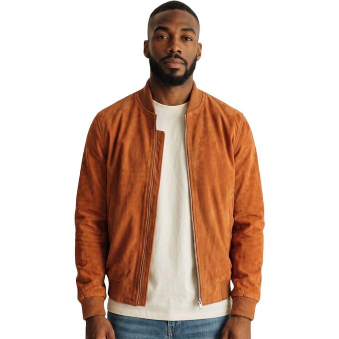 Mans Tan Goat Suede MA-1 Bomberjack-Antalya