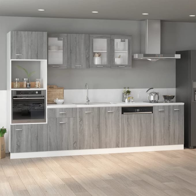 vidaXL - Gootsteenkast - Lyon - 80x46x81,5cm - bewerkt - hout - grijs - sonoma - eiken