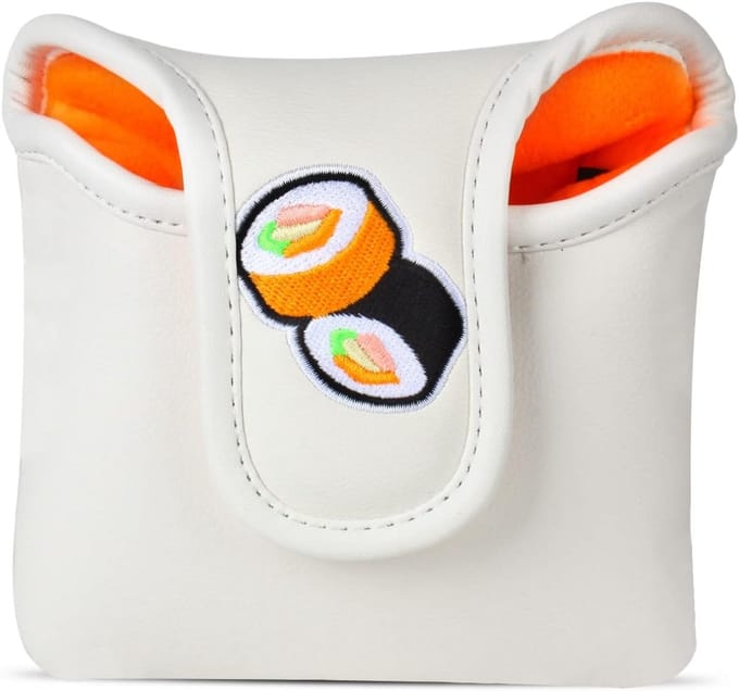 Golf Putter Cover - Beschermhoes voor Putterkop - Wit Sushi Design