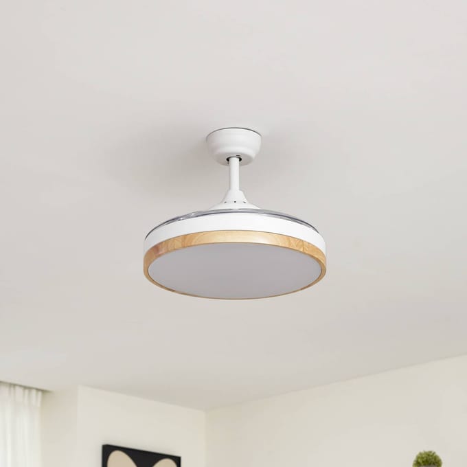 Lindby LED plafondventilator Oras, wit, DC, stil, Ø 107 cm