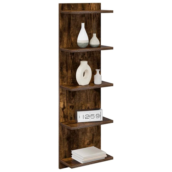 vidaXL - Wandplank - Gerookt - eiken - 30 - x - 15 - x - 100 - cm - Bewerkt - hout