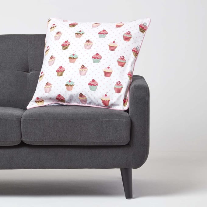 Homescapes Katoenen Cupcake Kussenhoes 60 x 60 cm