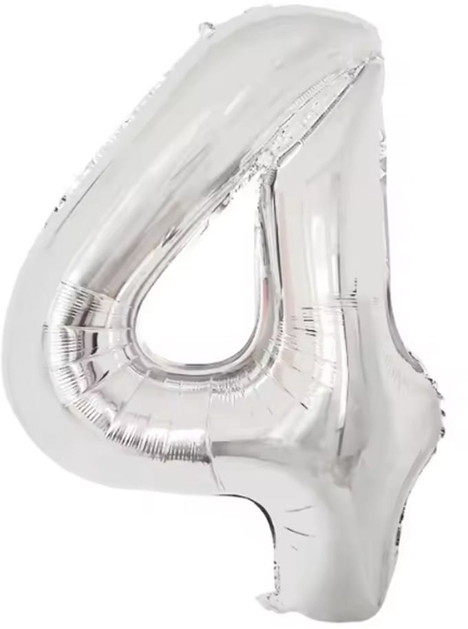 New Age Devi - Cijferballon - Folieballon - 70cm - Zilver - Cijfer 4