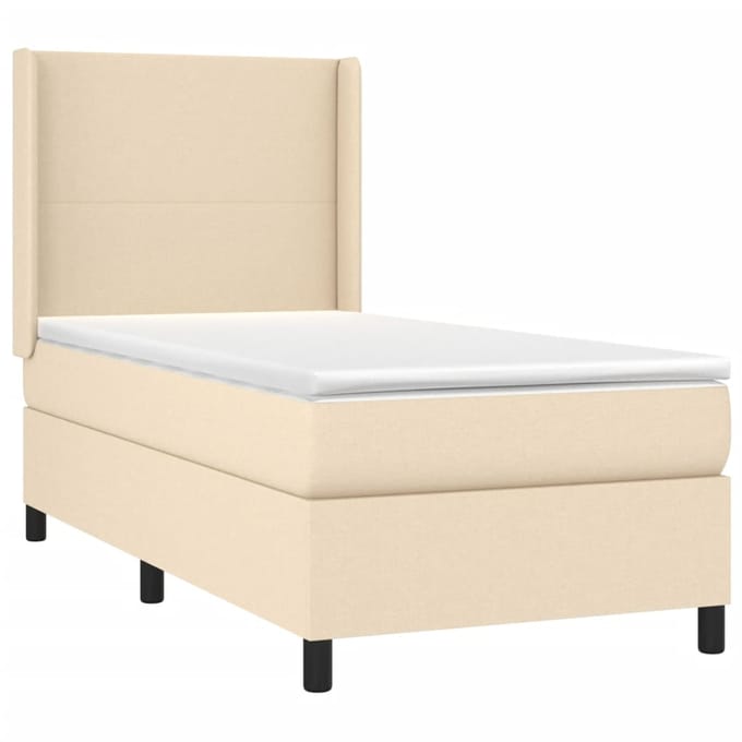 vidaXL - Boxspring - met - matras - stof - crèmekleurig - 100x200 - cm