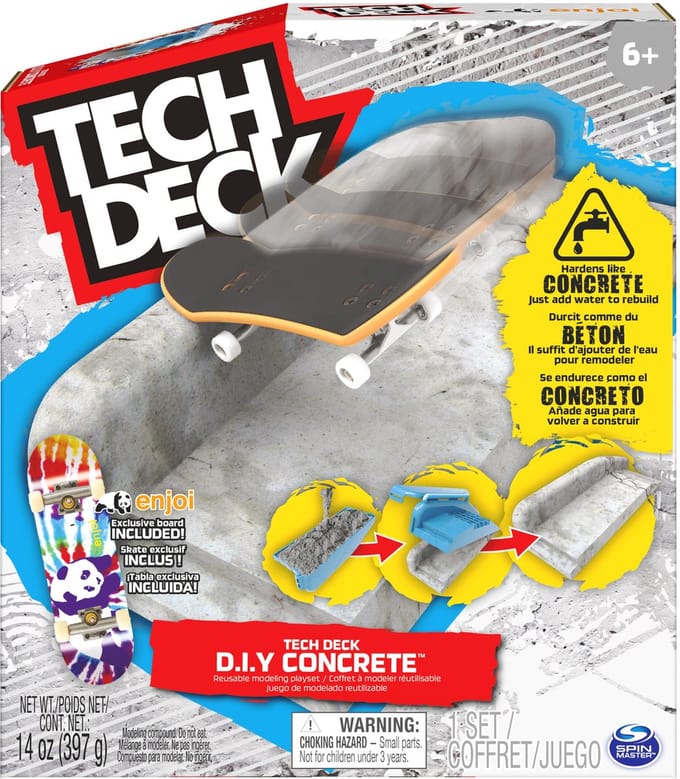 Tech Deck DIY Concrete - Herbruikbare Modelleerspeelset - Met Uniek Enjoi-vingerskateboard