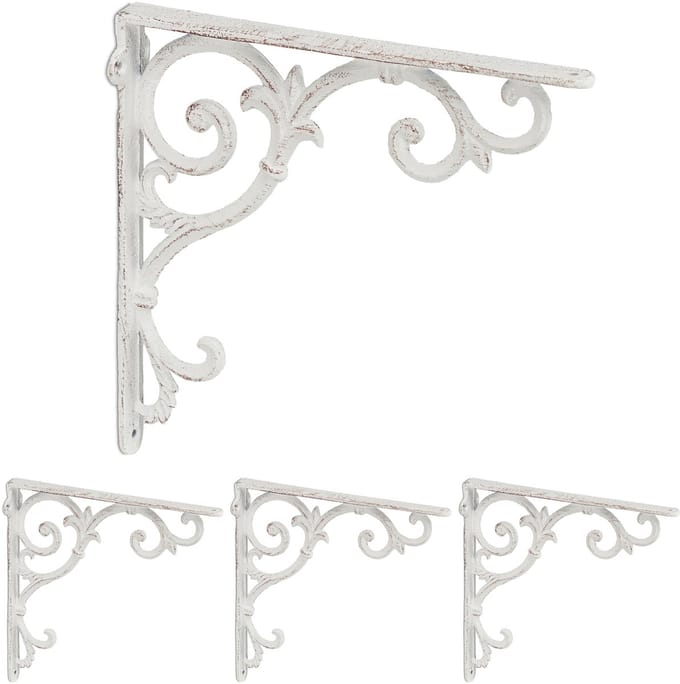 plankdrager - set van 4 - 24,5 cm - gietijzer - wit