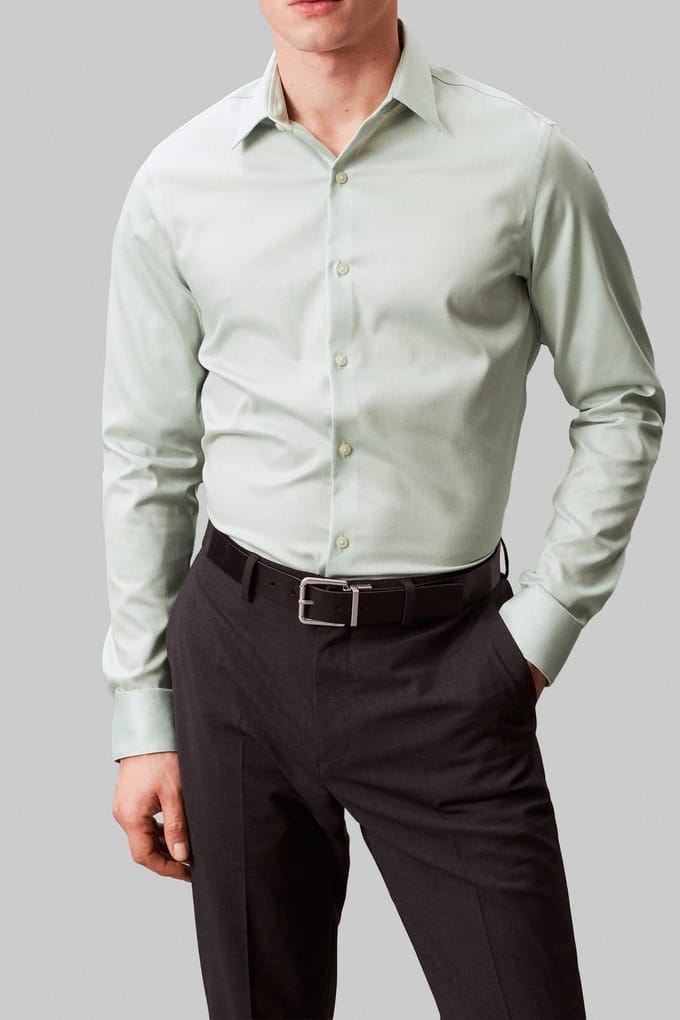 Calvin Klein Slim Perf Solid Shirt Sage Taglia: 41 | Camicie Business Outlet | Uomo | Verde