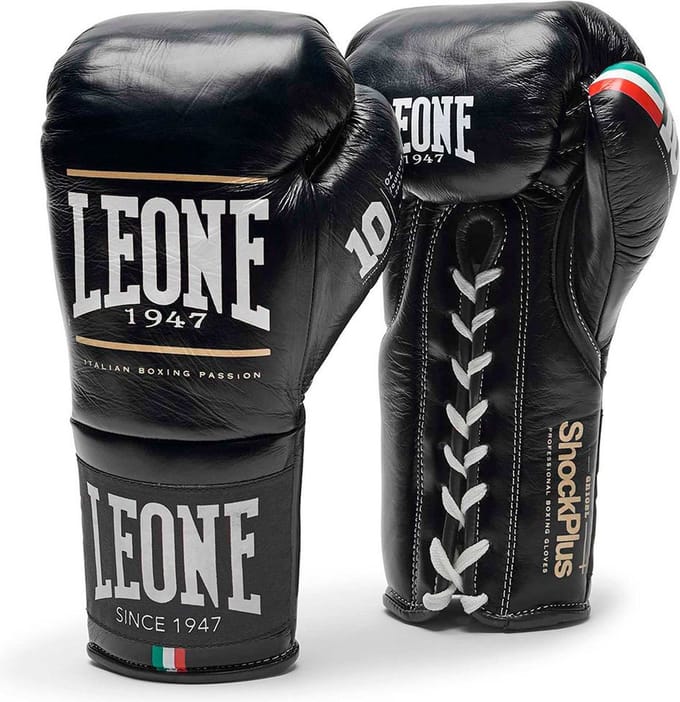 Leone1947 Shock Plus Kunstleren Bokshandschoenen Zwart 10 oz