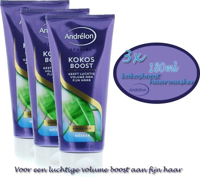 Andrélon haarmasker kokos boost 180 ml -  3 stuks
