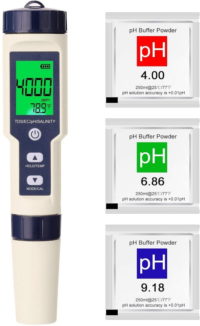 Waterkwaliteit Tester - Multiparameter Meter - Water Analyseren - 5-in-1 Functies - 183 cm - Grijs