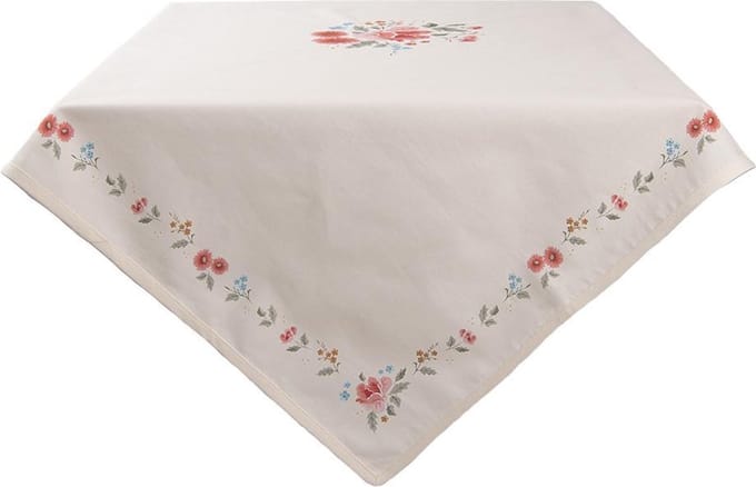 Clayre & Eef Tafelkleed 100x100 cm Beige Katoen Rozen