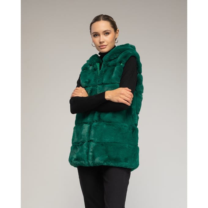 Leren vest met capuchon