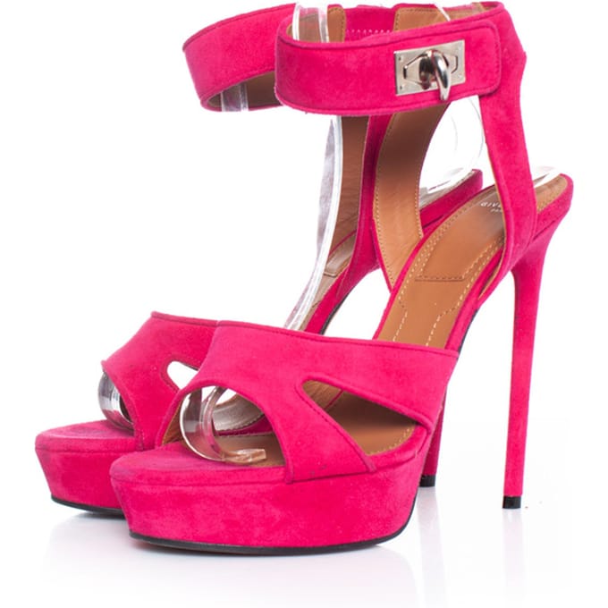 Givenchy roze suède haaienplatform sandalen
