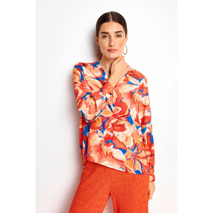 Rich & Royal Printed V-neck Blouse Cherry Tomato Maat: 36 | Blouses Outlet | Dames | Oranje