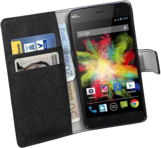 Zwart Wiko Bloom Bookcase Wallet Cover Hoesje