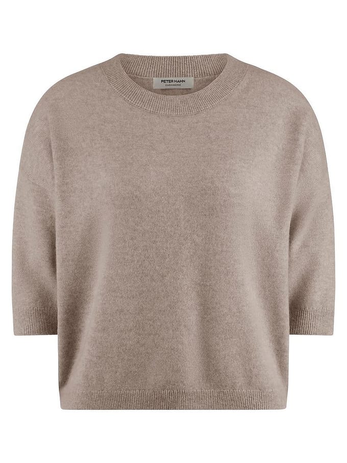 Trui ronde hals 100% kasjmier Van Peter Hahn beige