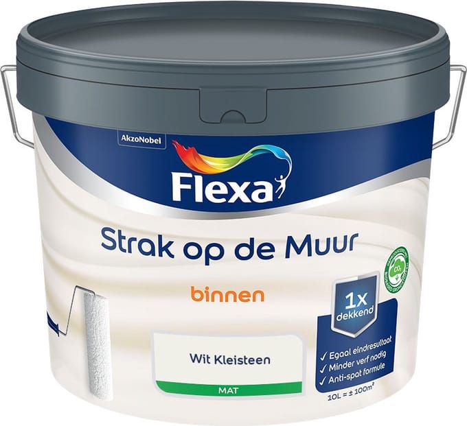 Flexa - Strak Op De Muur Binnen Mat - Wit Kleisteen - Mengverf - 10 L