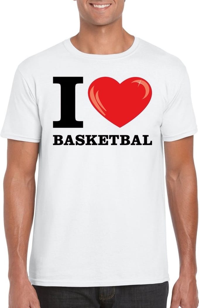I love basketbal t-shirt wit heren L