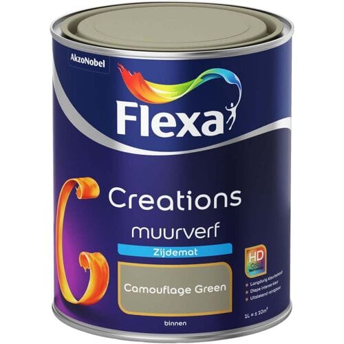 Flexa Creations Muurverf - Zijdeglans - Camouflage Green - 1l