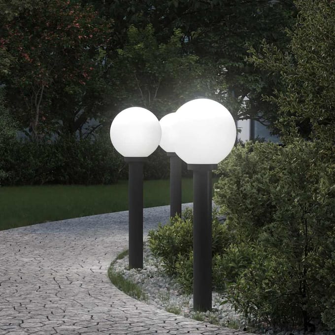 vidaXL Bolderverlichting 3 stuks 80 cm Zwart IP44