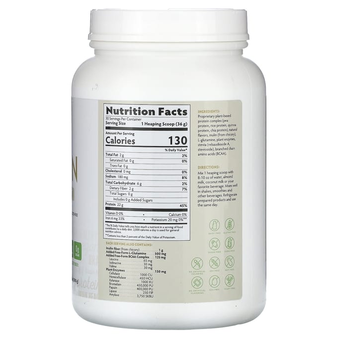 BrainMD, Omni Protein, plantaardig eiwitpoeder, vanille, 2,38 lbs (1.080 g)