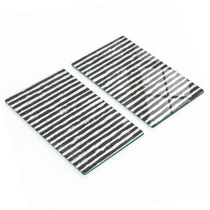 Set van gehard glazen snijplanken met een gestreept patroon, 2x30x52 cm