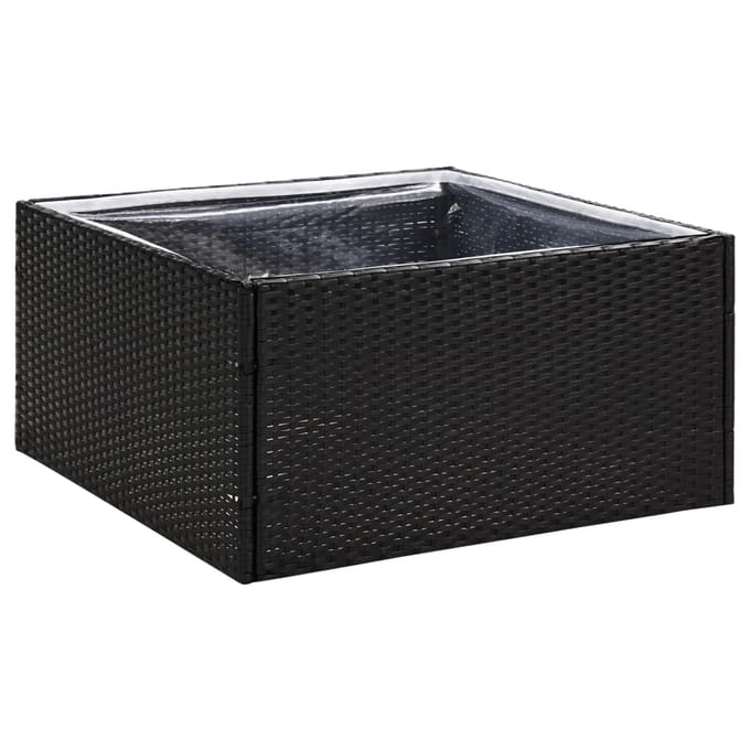 vidaXL - Plantenbak - 80x80x40 - cm - poly - rattan - zwart